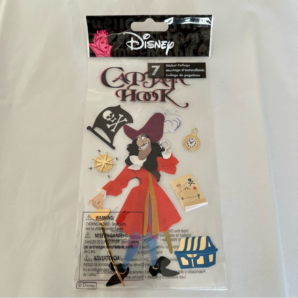 NWT Disney EK Success Captain Hook Peter Pan Dimensional Sticker Set